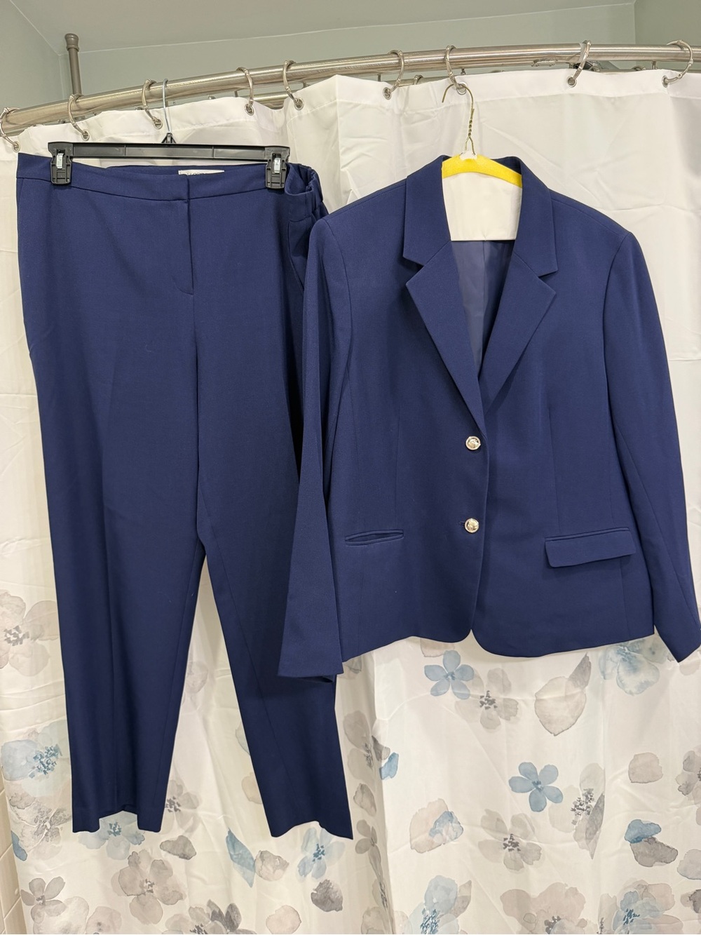 Kasper Navy Two-Piece Women's Pant Suit Jacket & Trousers